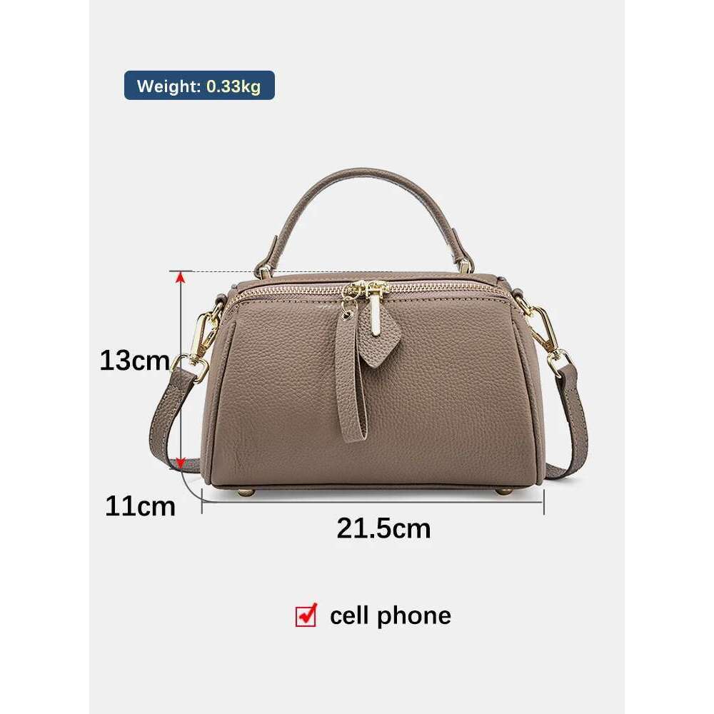 Zency Women's Genuine Leather Boston Brand Designer Retro Shoulder Bag Large Capacity New Trendy Cross Body Fashion Handbag