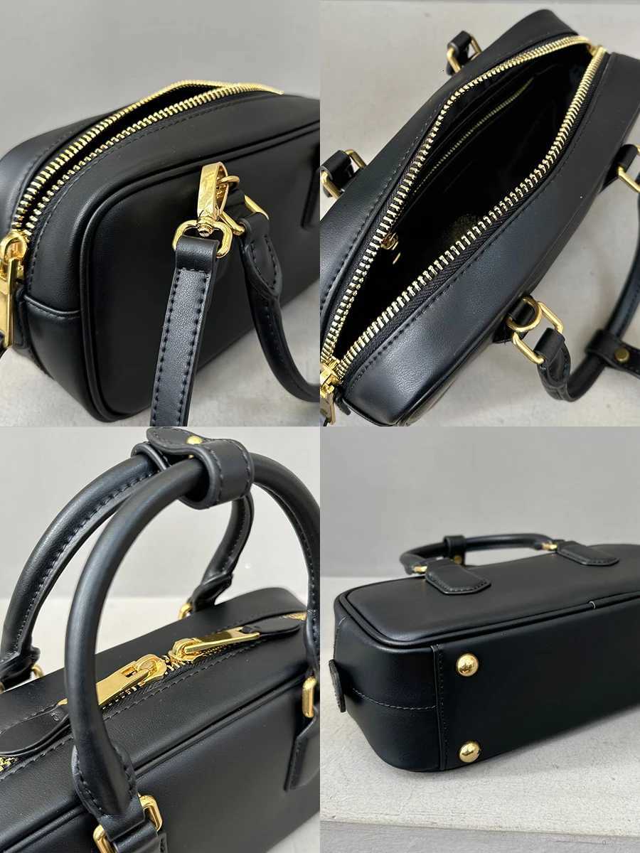 Head layer cowhide bowling ball hand-held Boston pillow genuine leather shoulder crossbody bagW251112