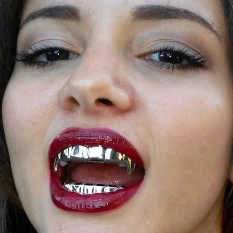 1 set of explosive hip-hop gold dental arch Grilz real gold dental arch jewelry role-playing accessoriesXJ250412