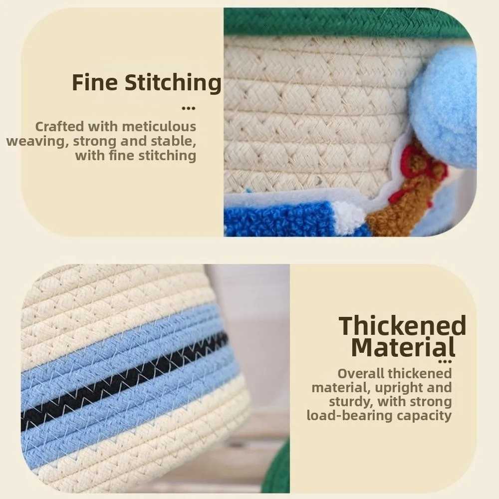 Cartoon Cotton Rope Storage Basket Dachshund Pattern Round Hand Gift Box with Cover Decorative Hand Woven Basket He Decoration Y251112