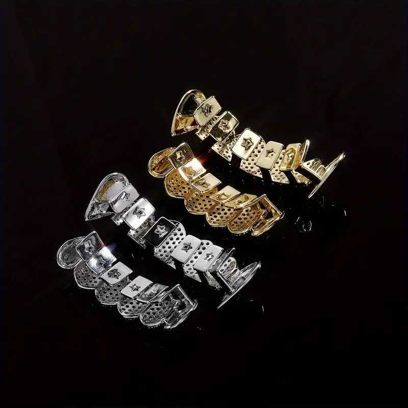 2 pieces of S925 silver including 4.7 carat silica hip-hop street rap mens and womens dental grills ice micro laid dental grills S925 silver 18kXJ2504