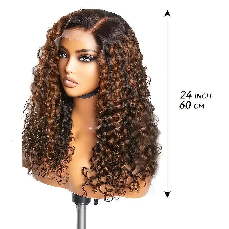 Halloween Highlight Front 1B/30 Black And Brown Deep Wave Glueless Cut 13X4 HD Lace Frontal Wig Human Pre Plucked With Baby Hair 180% Density Party Wi