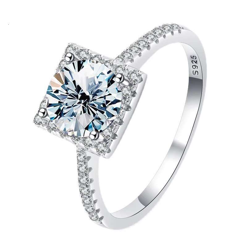 GRA Luxury Real Moissanite Diamond Gemstone Square Rings for Women Anniversary Wedding Original 925 Sterling Silver Fine Jewelry