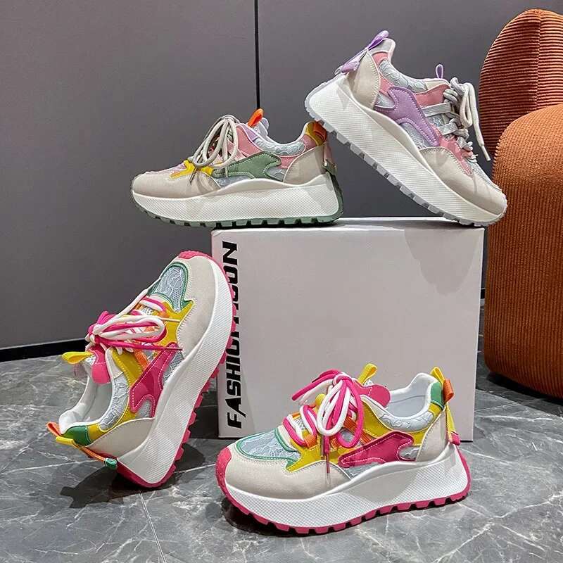 2025 Summer New Lightweight Anti slip Sports Breathable Thick soled Sneakers Designer Fashionable Women's Casual Comfortable Shoes