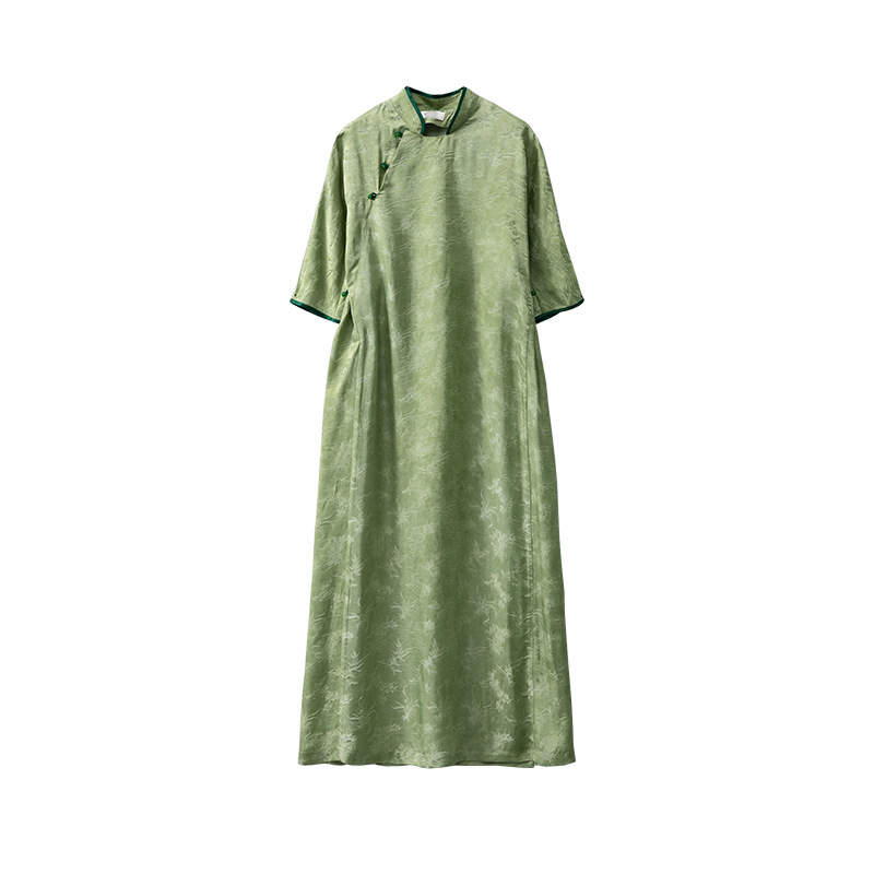 S099 High-end Plant-dyed Silk Jacquard Dress