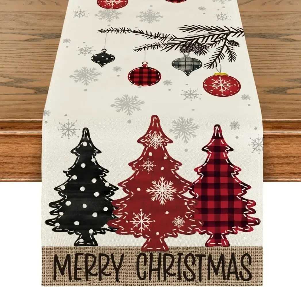 Christmas Merry Christmas Red Pine Tree Table Decoration Table Flag Winter Christmas Holiday Party Kitchen Table Decoration Y251113
