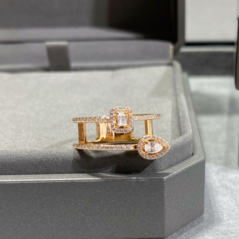 Designer ring top quality LUCKY MOVE PM SIZE 678 for women gold plated 18K highest counter quality diamond fashion crystal classic style premium gifts 031