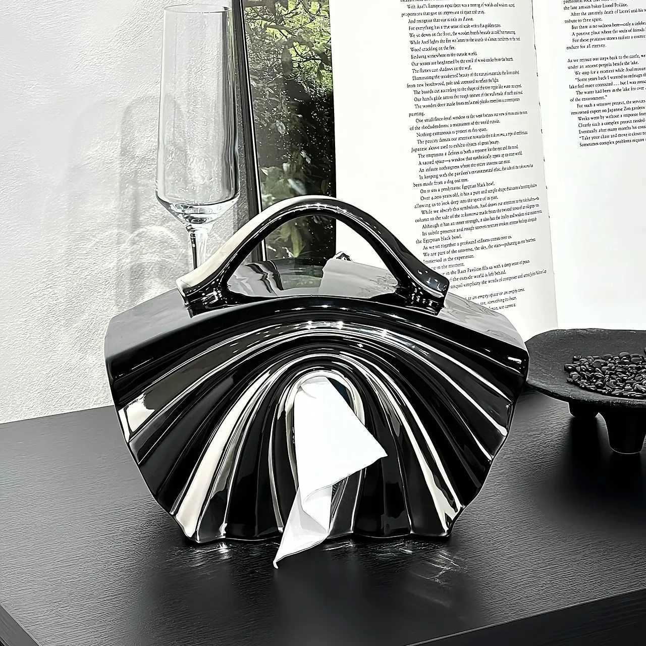 Advanced Handbag Ceramic Tissue Box Creative Design Sense Pumping Paper Box High-end Light Luxury Living Ro Desktop Decoration Y251112