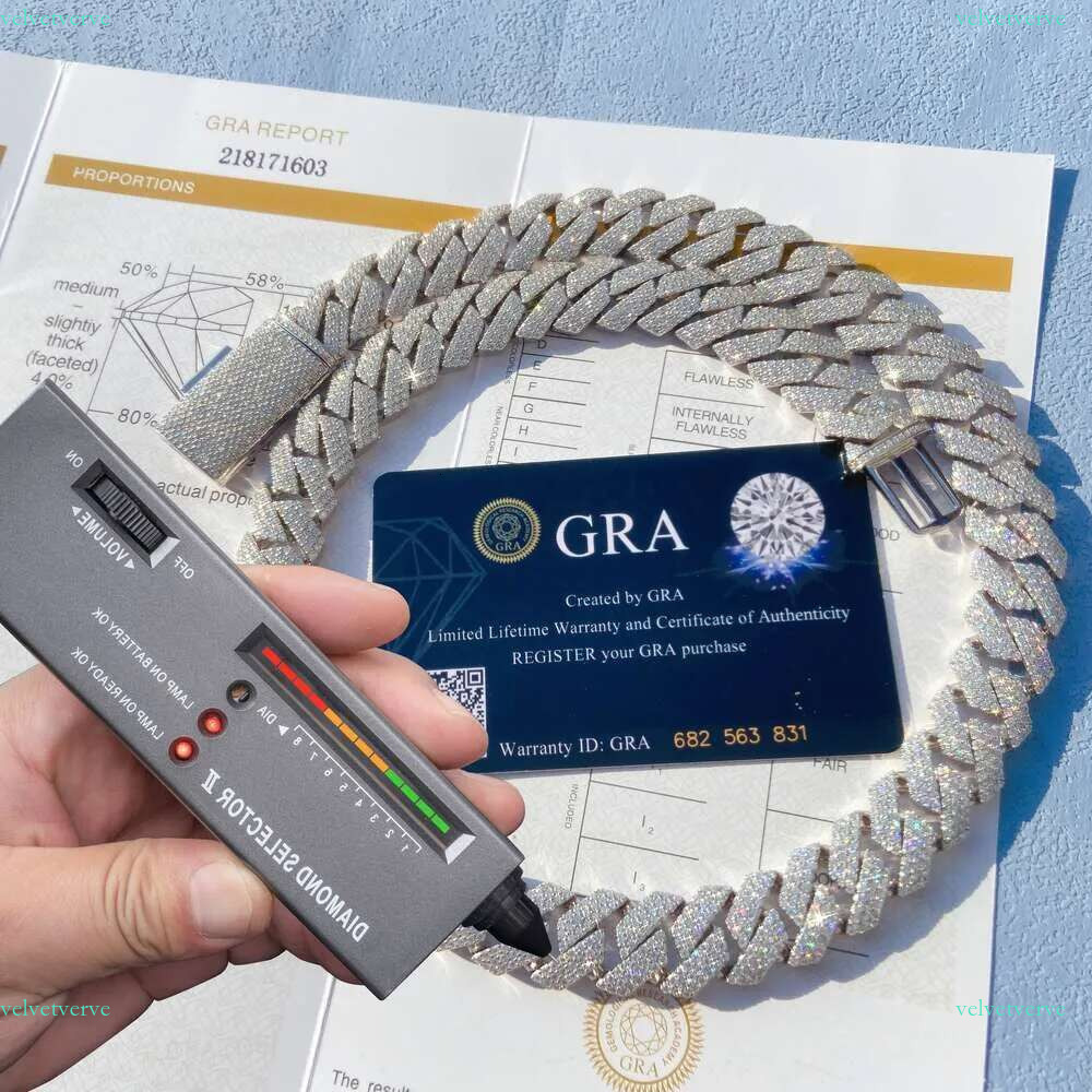 designer jewelry necklace iced out chains 20mm width fashion s sterg sier d color vvs moissanite dia cuban k chain hip hop necklaces