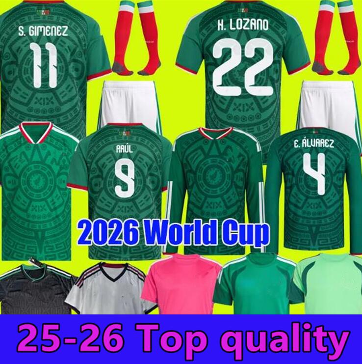 2026 Green Mexico jersey Home away Kit soccer jerseys A. VEGA C. HUERTA L. ROMO RAUL football shirts men kids kit set Third goalkeeper training uniform