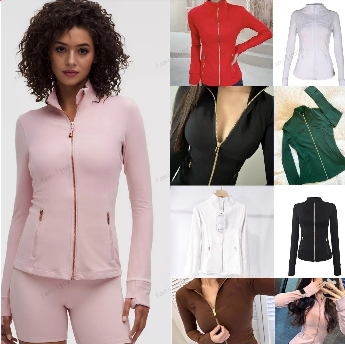 Women Yoga Golden zipper Jacket Womens Sports Jacket Workout Sports gym Coat Fitness Jackets Sports Quick Dry Activewear Top Solid Zip Up Sweatshirt Sportwear