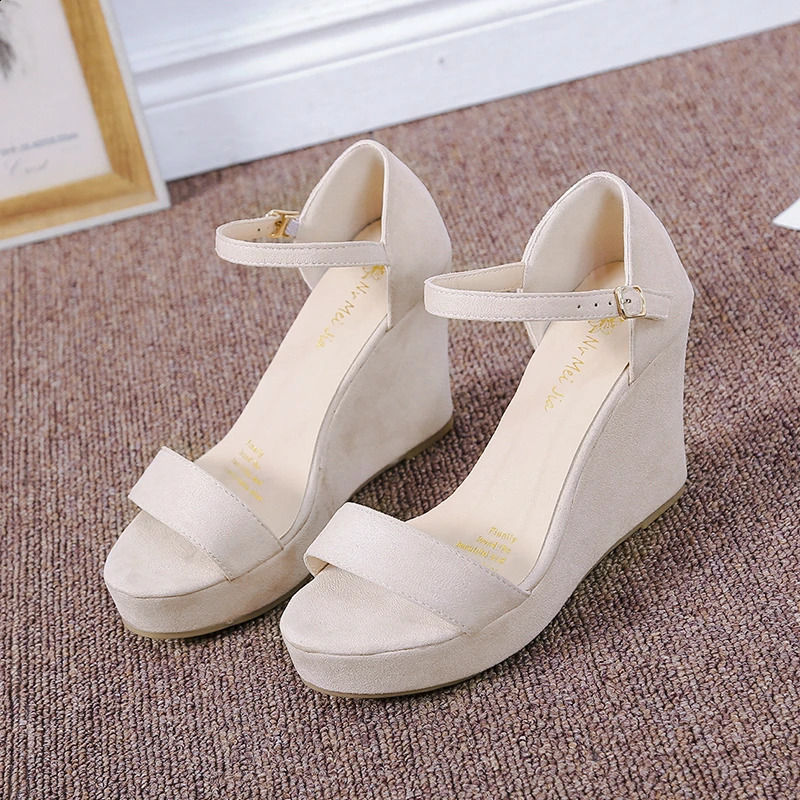 Womens Shoe Platform Sandals Womens Peep Toe High Wedge High Heel Bracelet Sandalia Espadrillles Womens Sandals 250408