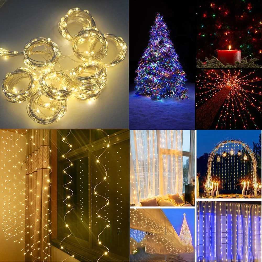 LED Curtain Fairy Lights USB Battery Powered String Lights Christmas Garland For New Year Party Wedding Camping Home Decoration M251113