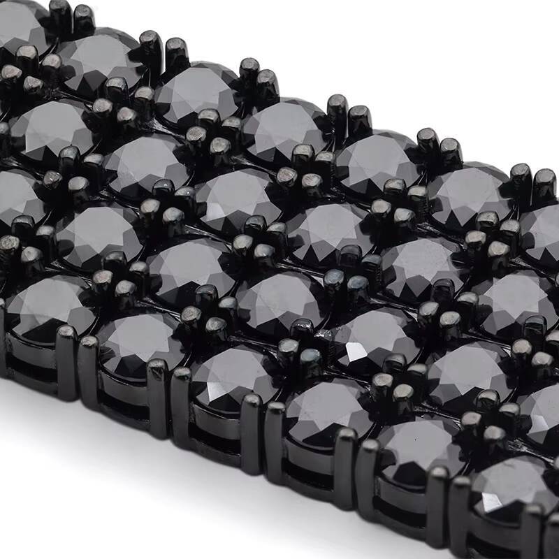 Custom S925 Silver 4mm Lab Diamond Black Moissanite Tennis Bracelet Set for Men