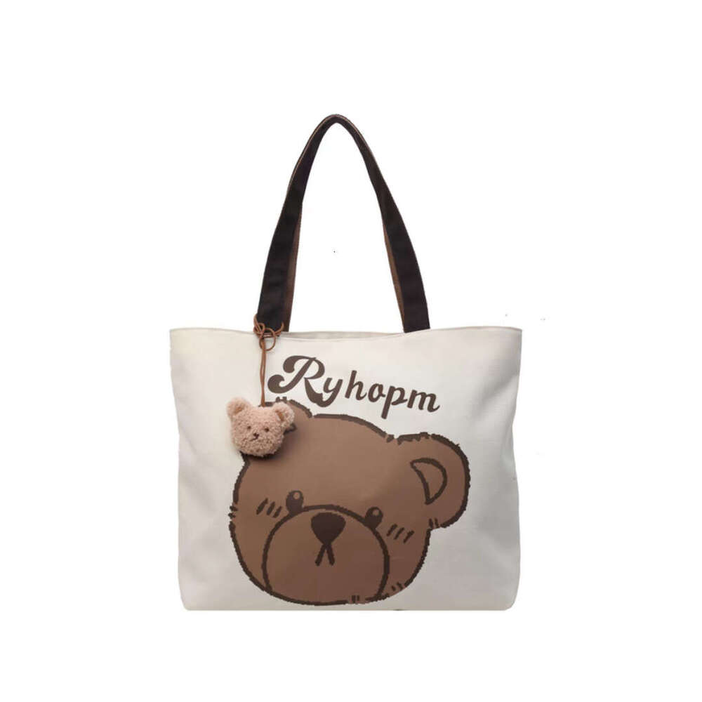 Commuting Cartoon Ins Single Shoulder Large Capacity Bag Tote Versatile Student Classroom Canvas Handbag