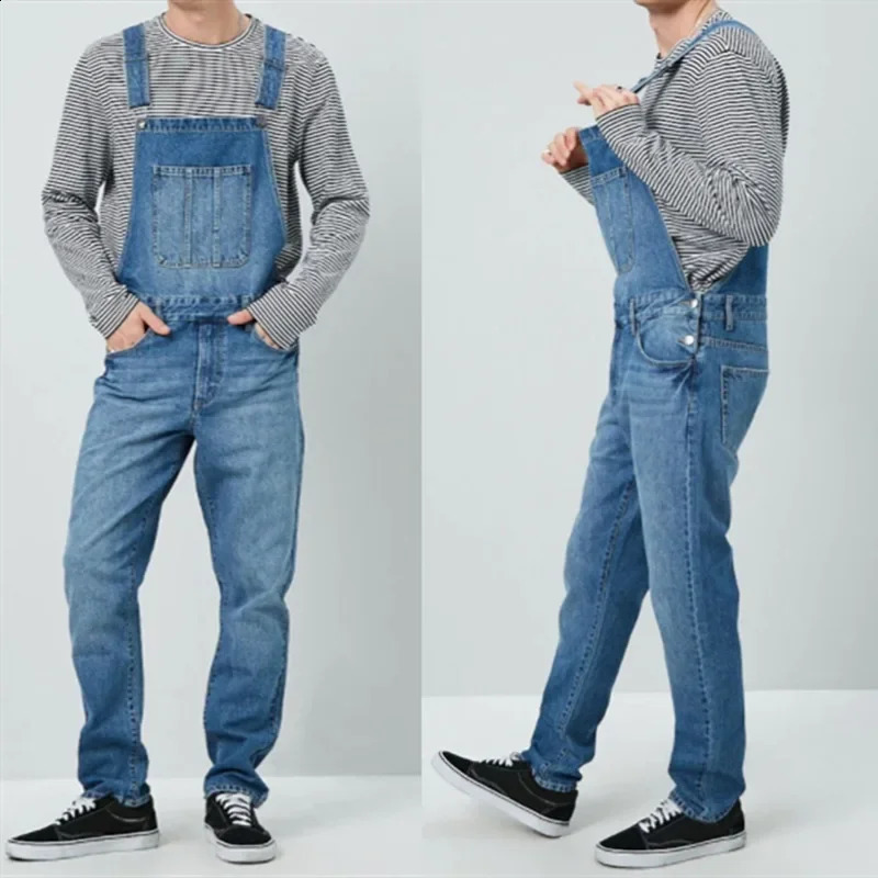 Cross border mens denim jumpsuit with jeans pants tank top sleeves and enhanced colors featuring a punk n for wear 250407