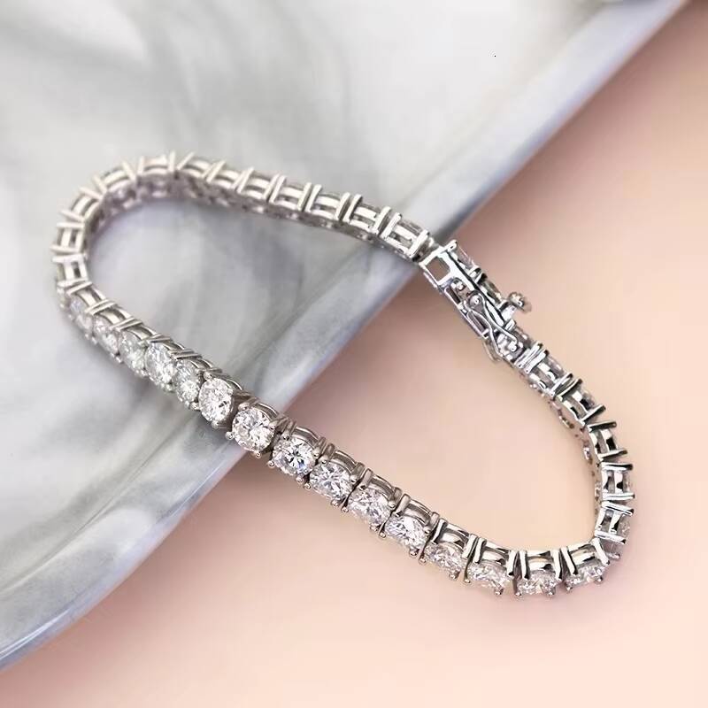Hip Hop Tennis Chain Bracelet Certified 3mm 925 Silver VVS Moissanite Diamond Jewelry Low Price Ever Mens and Womens