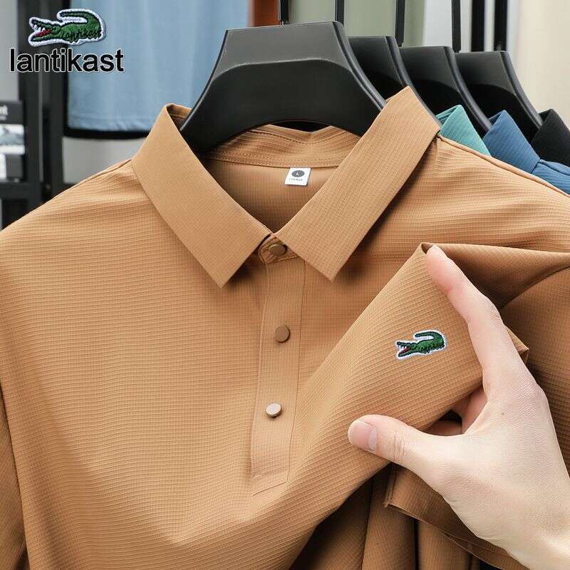 Noble Crocodile Summer Ice Silk Short Sleeve Men's Polo Shirt Moisture-Wicking Cool Business Casual designer hoodie Turn-Down Collar T-Shirt