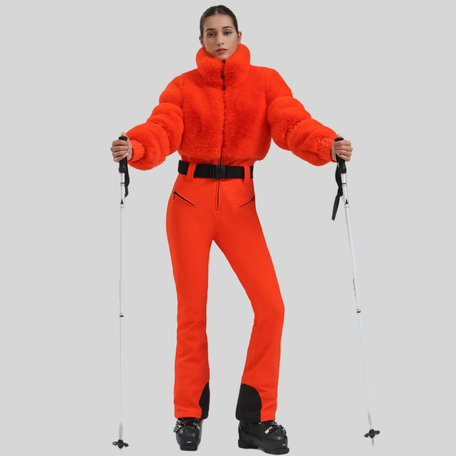 Women Slim Skiing Jumpsuit Snowfield Waterproof Adult Ski Clothes Female Winter Outdoor Sport Suit Warm Thick Snow Tracksuit 251111