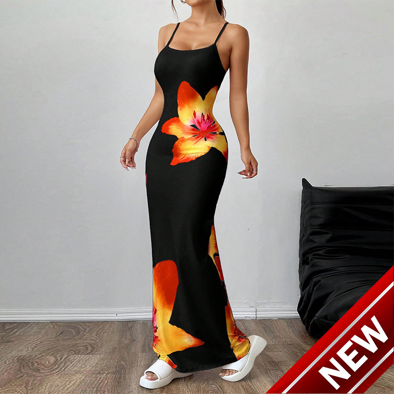 Womens clothing 2025 summer new sexy style suspender dress tight fitting and hip hugging one-step skirt