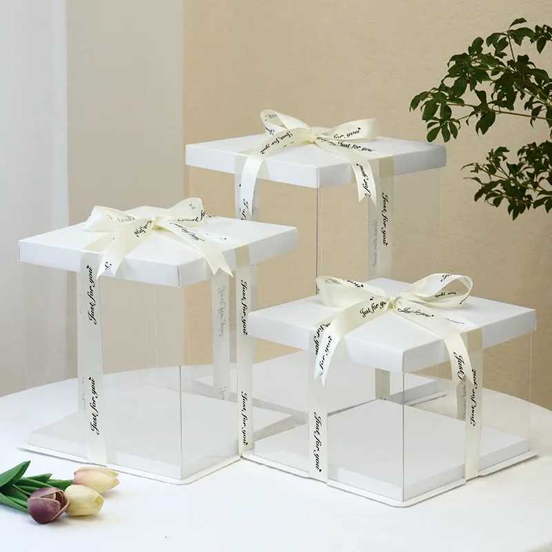 30cm Clear Rose Teddy Bear Packaging Box PVC Transparent Gift Cake Boxes for Wedding Anniversary Birthday Baby Shower SuppliesM251113