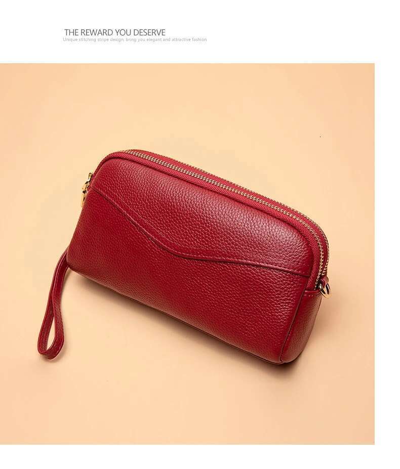 Leather Crossbody Bag New Fashion Middle-Aged Mother Double Zipper Soft Leather Handbag Female