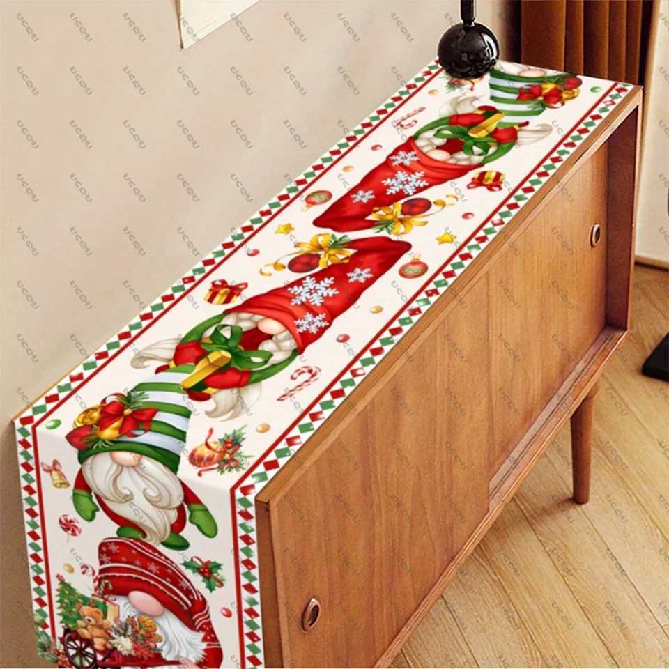 Christmas Gnome Style Christmas Table Runner Bohemian Holiday Decorative Tablecloth Flag Family Party Rectangular Kitchen Santa Claus Gift Y251113