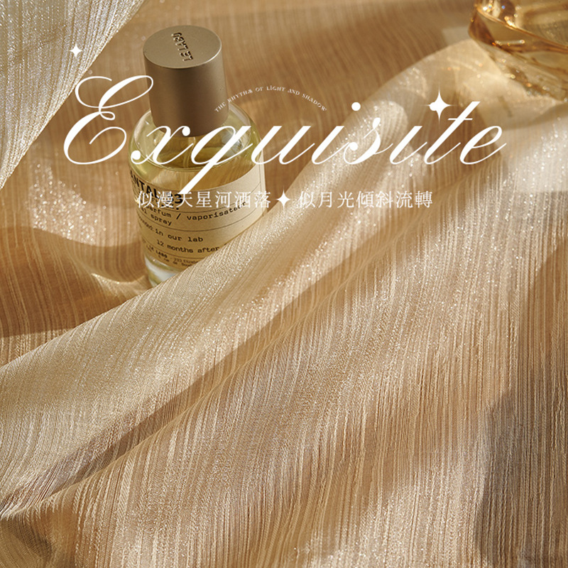 T0379 Gilded gauze French light luxury gauze curtain dream gauze translucent semi-transparent gauze curtain living room balcony gauze floating window 