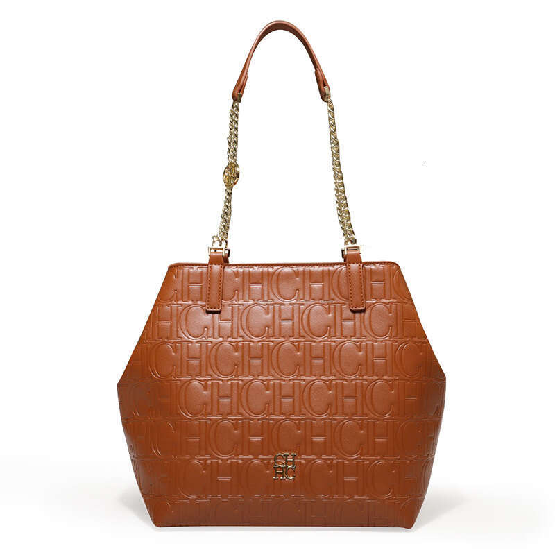 CH Women's Shoulder Bag Hexagonal High-End Fashion Solid Color Large Capacity Handbag Letter Printing Embossed Design