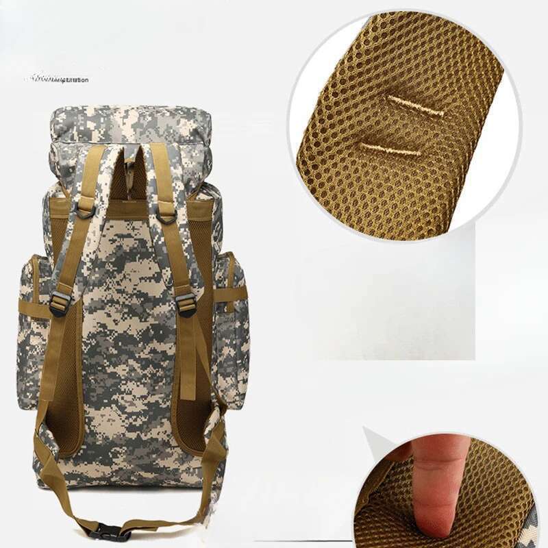 Tactical New Multi-Pocket Outdoor Mountaineering Backpack Large Capacity 80L Camouflage Casual Duffel Bag