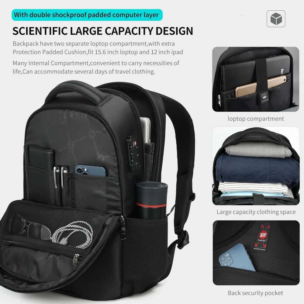 Lifetime Warranty For TSA Anti Theft 15.6Inch Laptop Backpack Men Travel Schoolbag Male Backpacks Bag