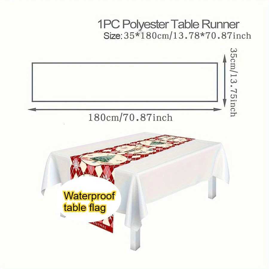 Christmas 1pc Christmas Elk Table Runner Living Room Dining Room Rectangular Gift Box Tablecloth Napkin Table ClothSuitable for Household Y251113