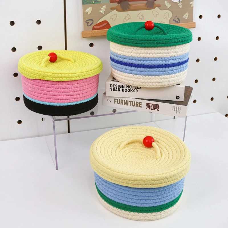 Colourf Handwoven Basket Cosmetic Storage Bag Sundries Toy Sundries Organizer Desk Decor Y251112