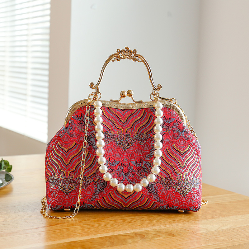 Designer Lace-Trimmed Women's Handbag Tote Shoulder Bag Cheongsam Bag Luxury Gift Pearl Tote Christmas Thanksgiving Valentine's Day Gift