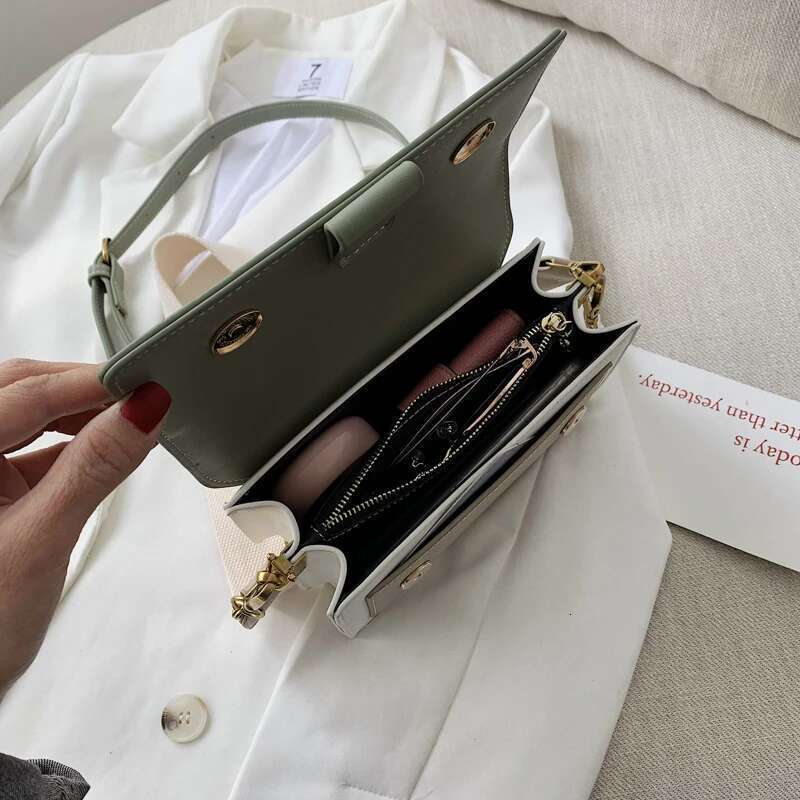 Trendy Contrast Color ,Leather Shoulder For Women, Designer Leather Crossbody Bag ,Fashion Flap Messenger Handbag