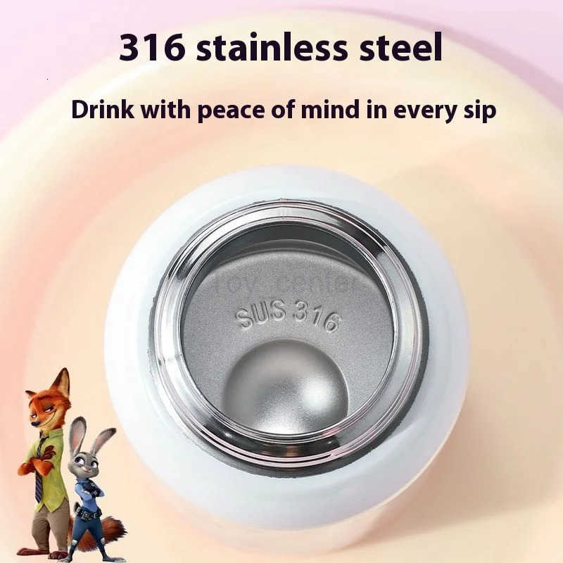 Disney Cartoon Zootopia Judy Nick Insulated Cup 316 Stainless Steel Tumbler Double lid Childrens Thermos Cup With Cover Straw H251203