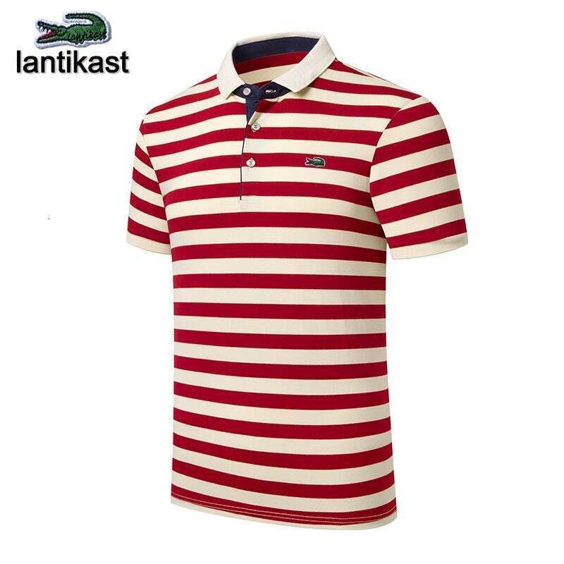 Noble Crocodile Polo Shirt Summer Short Sleeve Striped Turn-down Collar designer hoodie T-shirt Pure Cotton Korean Style Loose Plus Size LANTI KAST Me