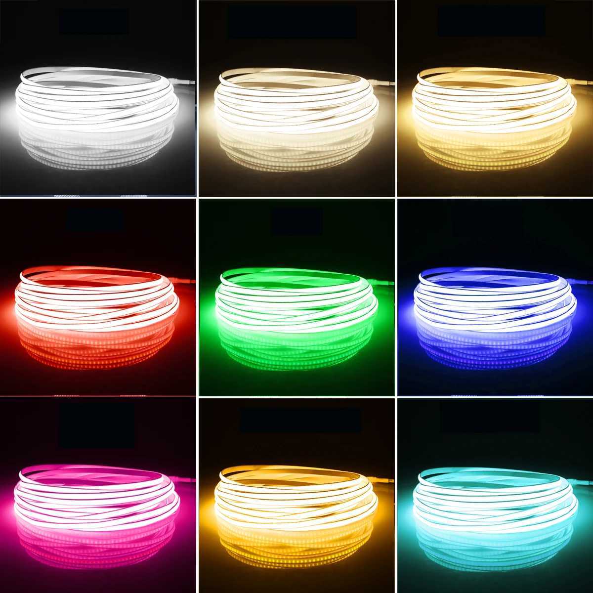 Ultra Bright FCOB COB LED Strip Lights 12V Flexible 5MM PCB Width RA90 Super Thin Neon Tape Decoration Lights For Kitchen Cabine W251112