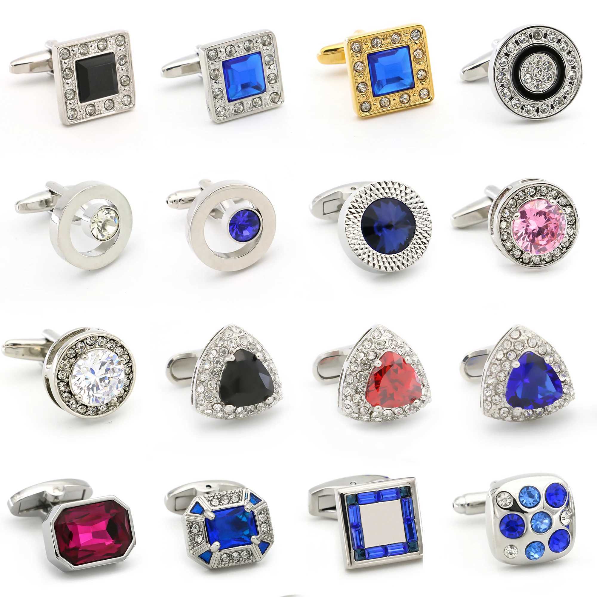 Crystal cufflinks with 28 stone design hot selling copper material cufflinks wholesale and retailT250412