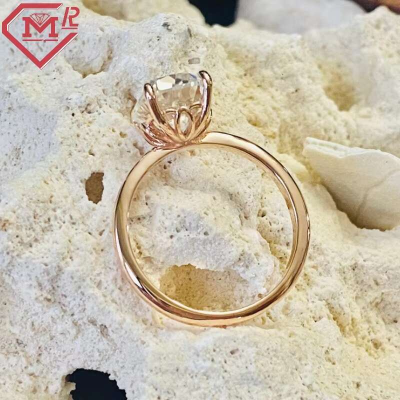 Solitaire Engagement Ring Antique 14k Yellow Gold 4 Claws 3.5ct Cushion Old Mine Cut Moissanite Ring