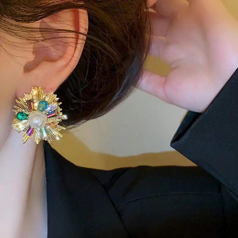 S925 Silver Needle Womens Zircon Pearl 18k Gold Plated Stud Earring Set Womens Fashion Earaccessory Gift 250409