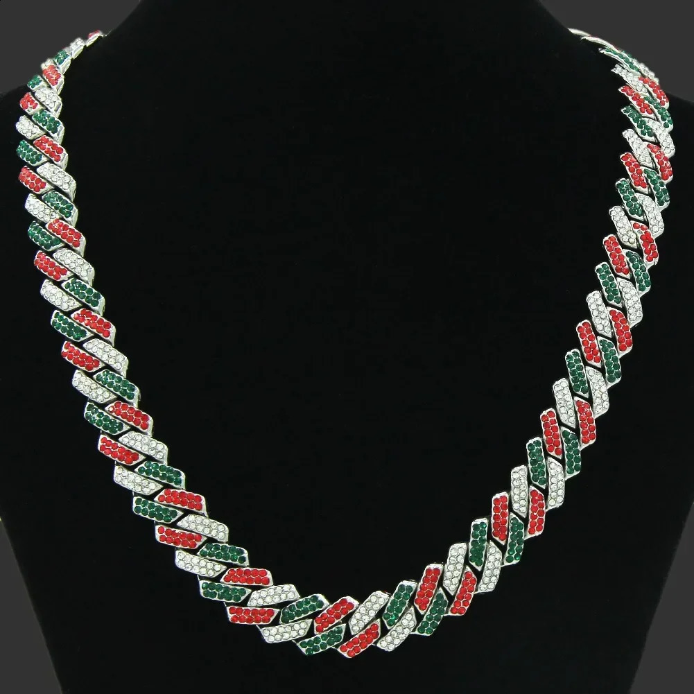 Colorful Purple Stone Ice Out of Miami Cuban Link Chain Necklace Teen Men and Women Hip Hop Trend Necklace Party Kpop 250409