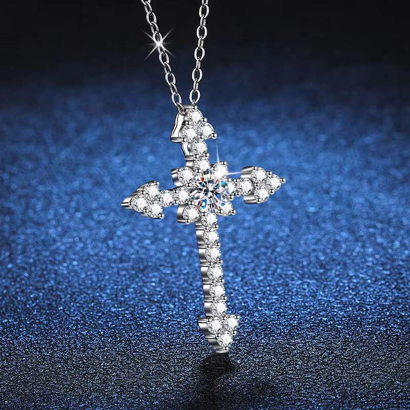 Vintage S925 Sterling Silver VVS 0.5Ct 1.0Ct Diamond Moissanite Pendant Necklaces For Women Fine Jewelry