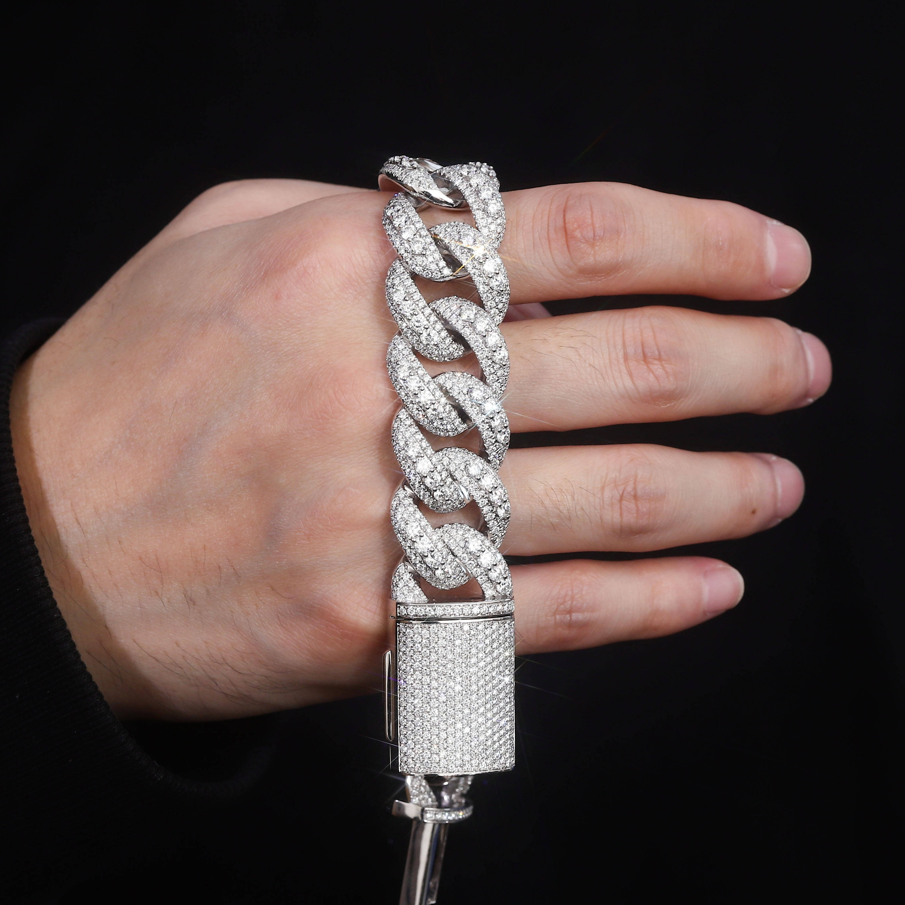 Factory Custom 10K White Gold VS Lab Grown Diamond DEF Hip-Hop Rap Style Heavy Iced 7-24 Inches 20mm Cuban Link Necklace Men