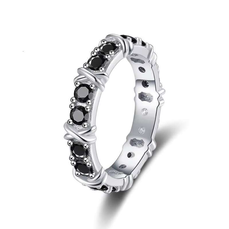 Fine Jewelry Full Diamond Couple Rings S925 Sterling Silver Black White VVs1 Moissanite Ring Band of Wedding Engagement