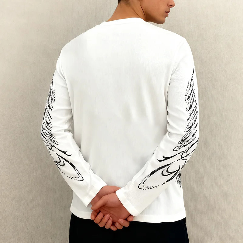 Y2K Retro Long Sleeve T-Shirt Unisex Street Style Casual Loose Fit Bullet Letter Print American Theme Mens And Womens Top 251112