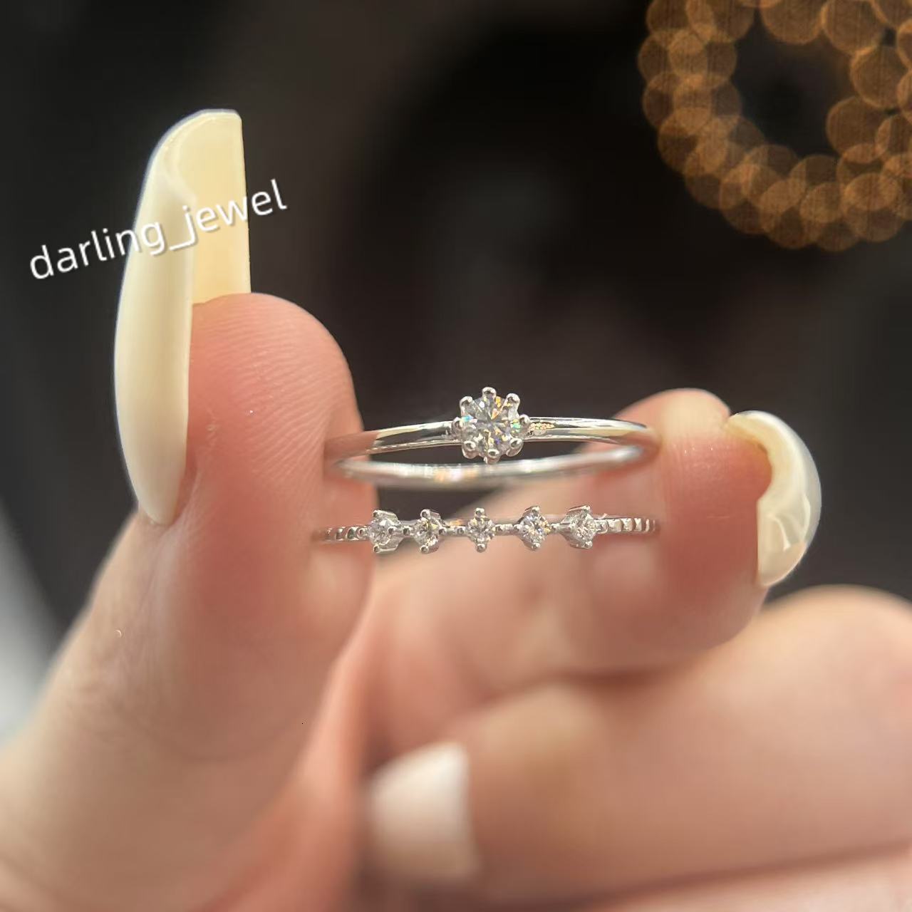 Fashion Jewelry Moissanite Eternity Wedding Ring Set VVS Round Shape Diamond S925 Sterling Silver for Women Wedding Engagement