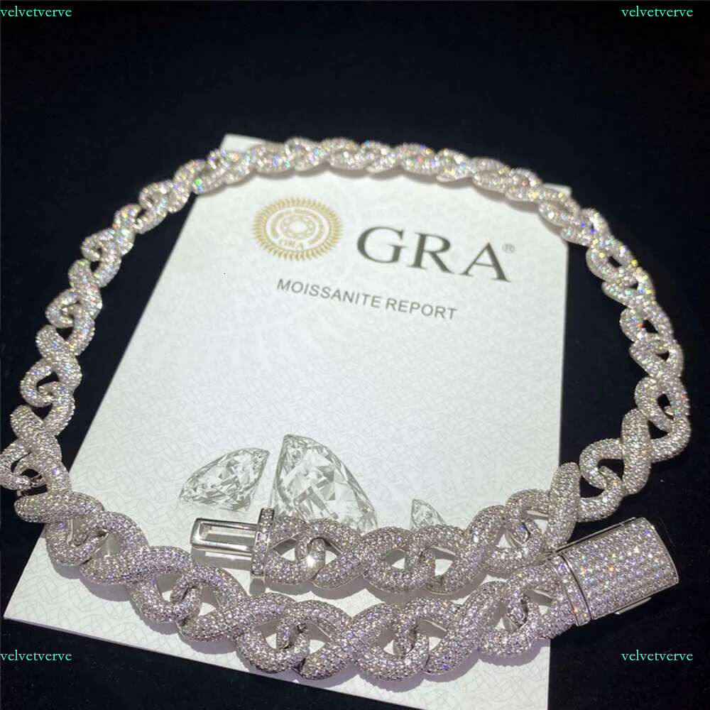 Full Iced Out Classic Box Clasp Moissanite k Fine Hip Hop Men Jewelry S fashion Cuban Necklace Bg Dia Chain