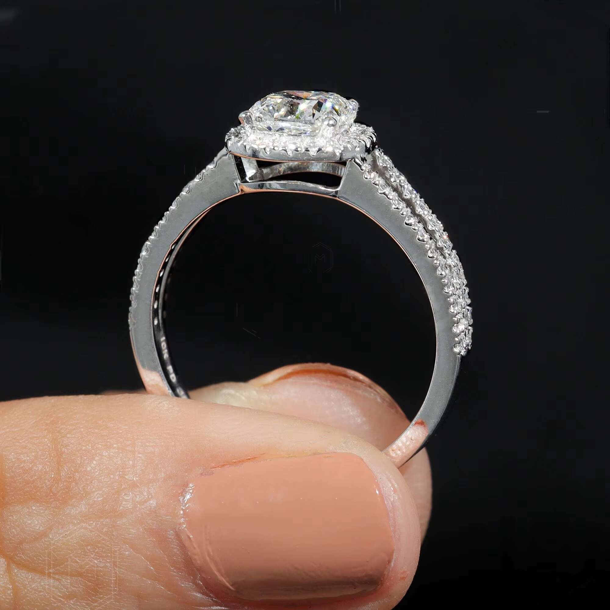 Gia Igi Certified CVD HPHT Lab Grown Cushion Halo Engagement Ring 14k/18k Solid Gold Jewelry for Women