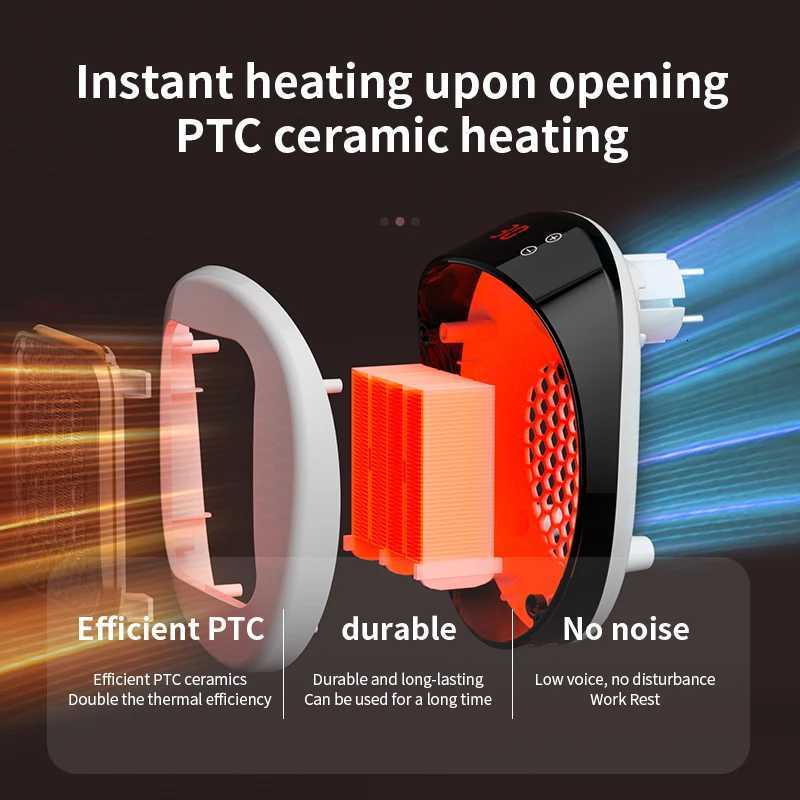 NEW 800W Electric Portable Heater for Small Bathroom Heating Fans Wall Mounted PTC Ceramic Electric Heater with Remote Control Y251113